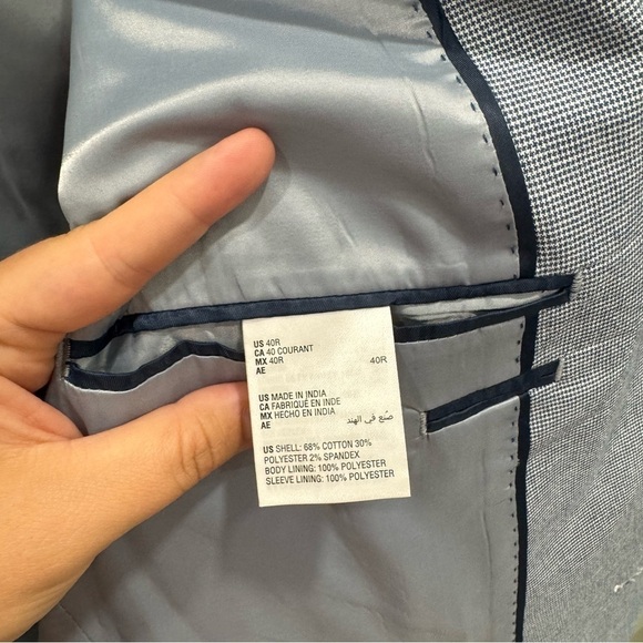 Alfani Slim Fit Light Blue Herringbone Cotton Blazer Sports Jacket Size 40R - Picture 6 of 8